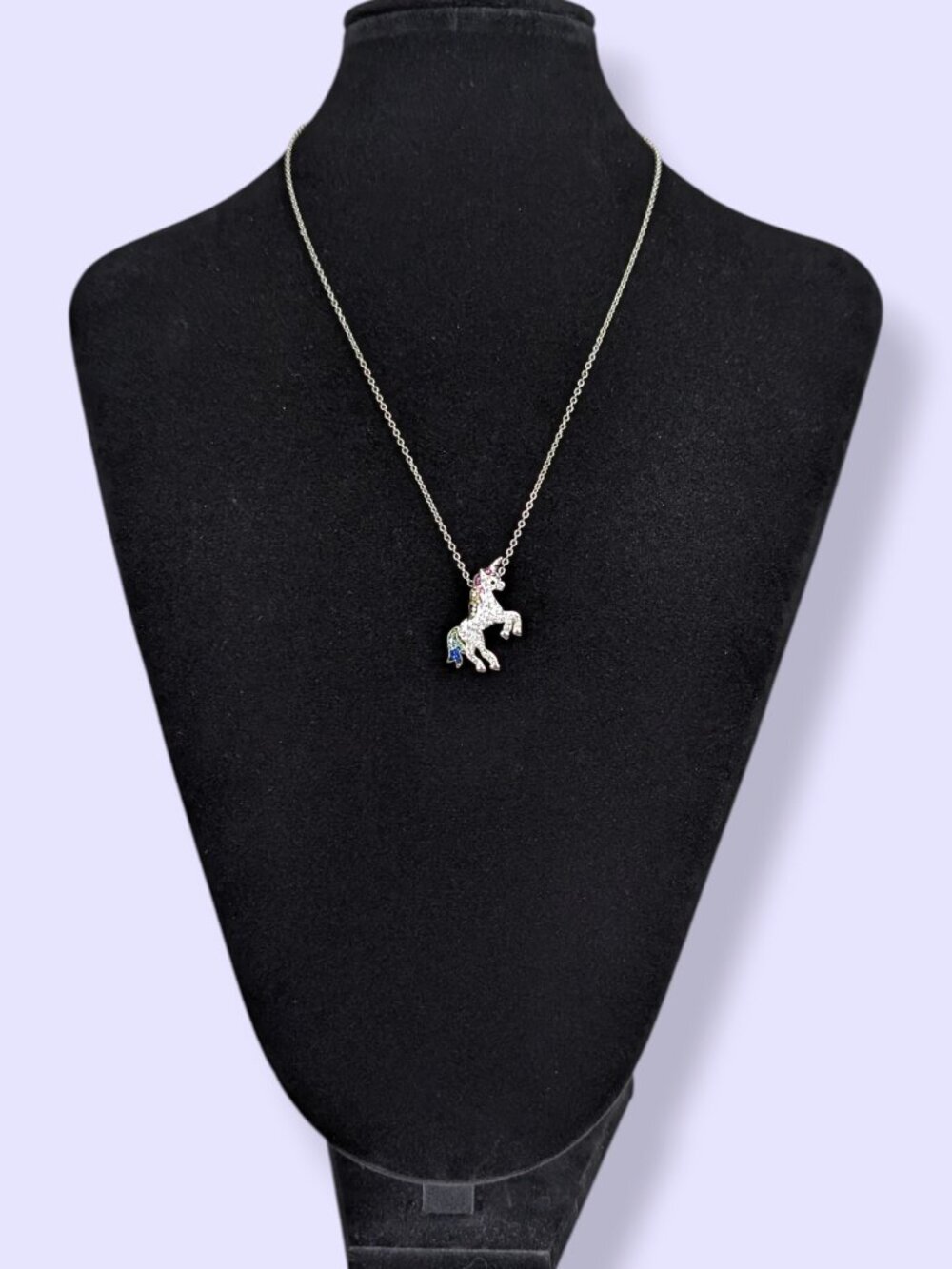 (2/$20) JCM Rhinestone Unicorn Pendant Necklace - Picture 2 of 6